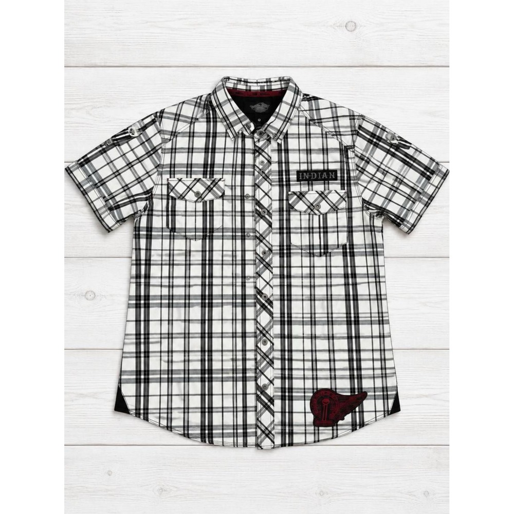 Harley-Davidson Black Label Slim Mens XL Plaid Short Sleeve Snap Shrt